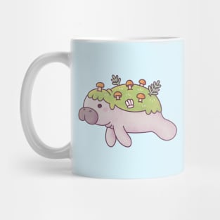 Cute Manatee With Moss And Fungi Back Mug